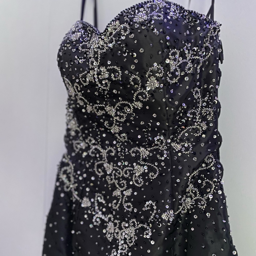 Mori Lee Black Strapless Dress with Sequins